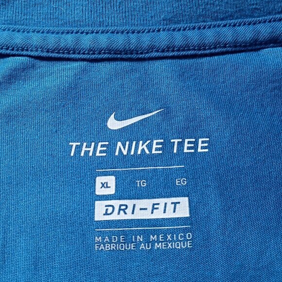 Nike Mens Dri Fit T Shirt Blue Cotton Blend JUST DO IT Graphic Size XL - Picture 6 of 8